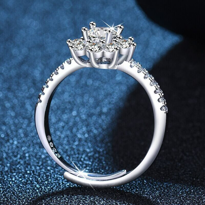 Crystal Snowflake Ring – 925 Sterling Silver