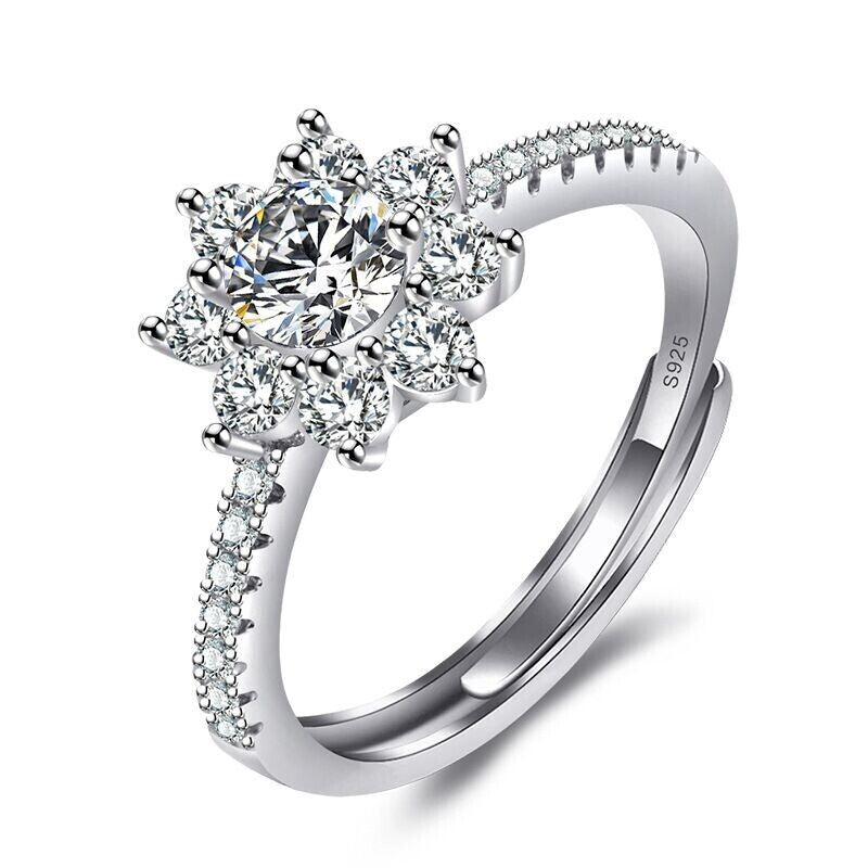 Crystal Snowflake Ring – 925 Sterling Silver