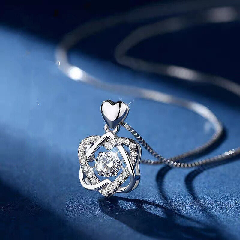 Crystal Heart Pendant Necklace – 925 Sterling Silver