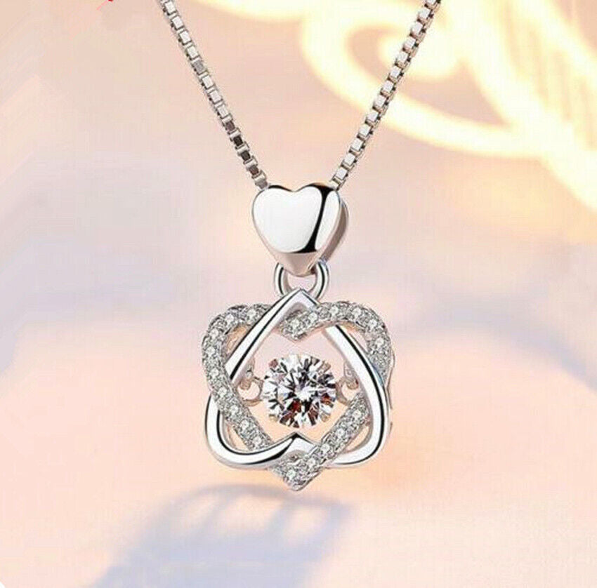 Crystal Heart Pendant Necklace – 925 Sterling Silver
