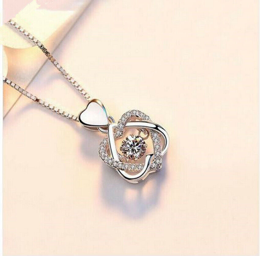 Crystal Heart Pendant Necklace – 925 Sterling Silver