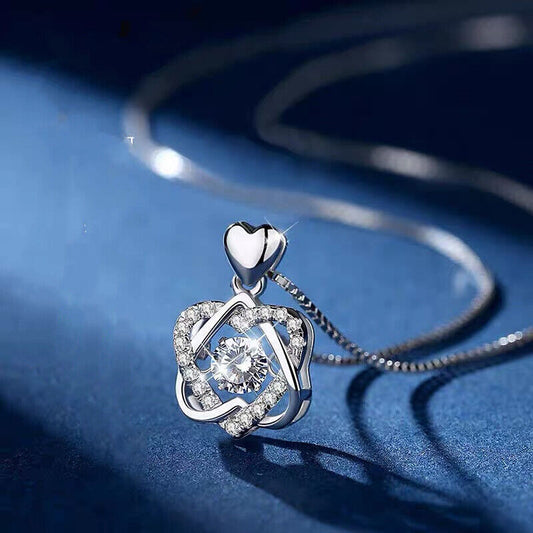 Crystal Heart Pendant Necklace – 925 Sterling Silver