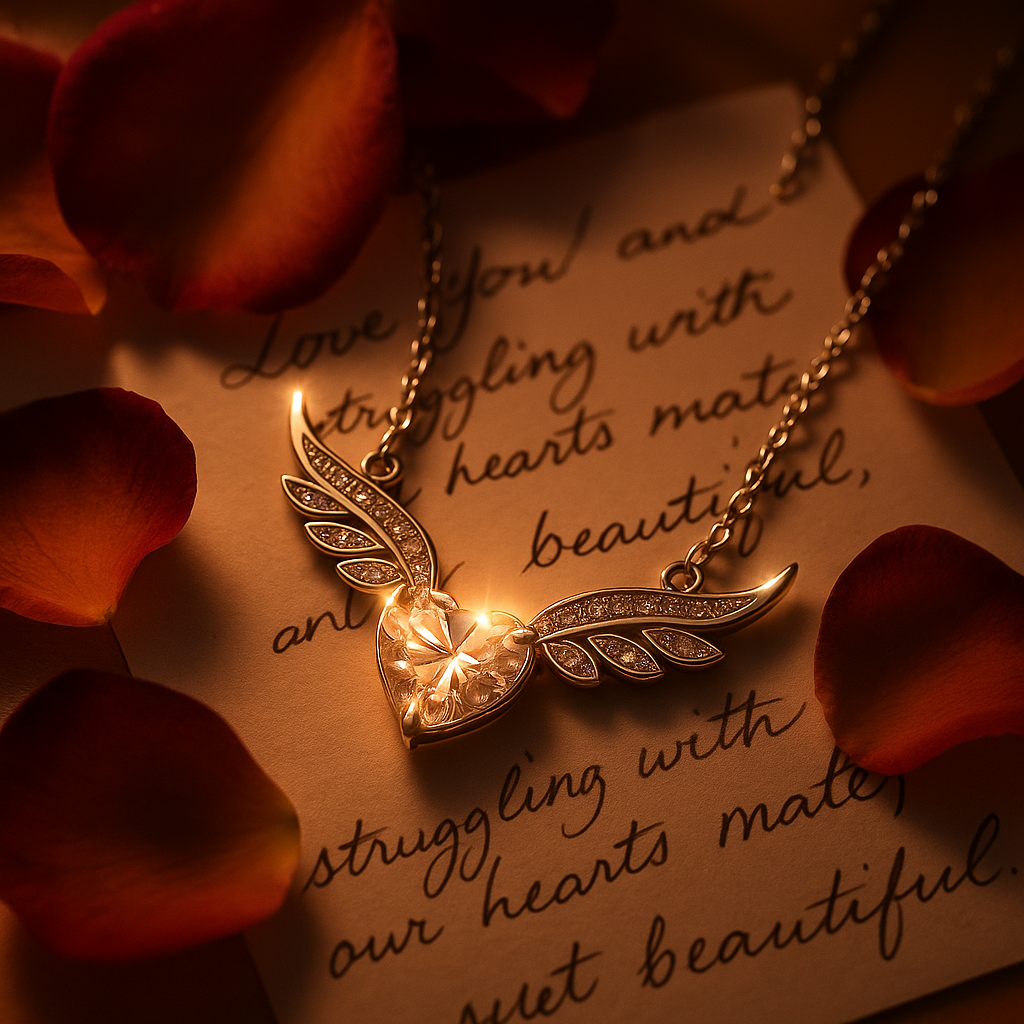 Elegant Crystal Angel Wing Heart Choker Necklace Women Girls Silver Jewellery