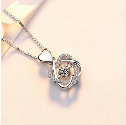 Crystal Heart Pendant Necklace – 925 Sterling Silver